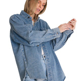 Camisa Mujer Oversized Denim Shir Azul Cat
