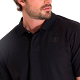 Remera Hombre Cat Logo Pique Polo Negro Cat