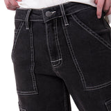 Jeans Mujer Denim Relaxed Cargo Gris Cat