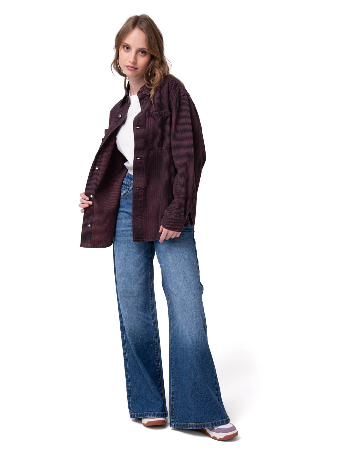 Camisa Mujer Oversized Denim Shir Rosado Cat