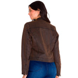 Chaqueta Mujer W Waxed Moto Jacket Marron Cat