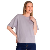Remera Mujer Boxy Heavyweight Emb Gris Cat