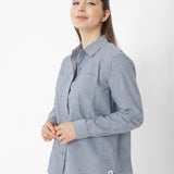 Camisa Mujer Chambray Relaxed L/S Azul Cat