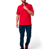 Remera Hombre Cat Logo Pique Polo Rojo Cat