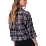 Camisa Mujer Cropped Flannel L/S Negro Cat