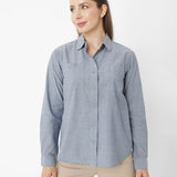Camisa Mujer Chambray Relaxed L/S Azul Cat