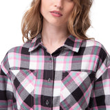Camisa Mujer Cropped Flannel L/S Rosado Cat