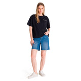 Remera Mujer Boxy Heavyweight Emb Negro Cat