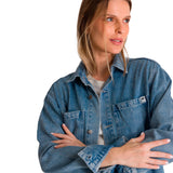 Camisa Mujer Oversized Denim Shir Azul Cat