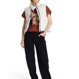 Chaleco Mujer Cropped Puffer Vest Beige Cat