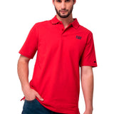 Remera Hombre Cat Logo Pique Polo Rojo Cat