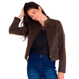 Chaqueta Mujer W Waxed Moto Jacket Marron Cat