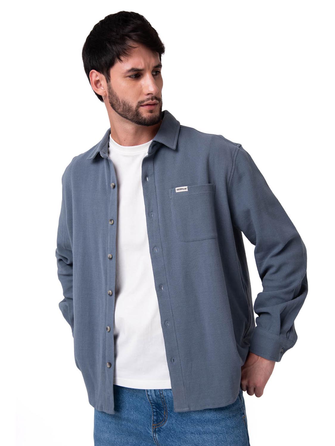 Camisa Hombre Waffle Knit L/S Butt Gris Cat