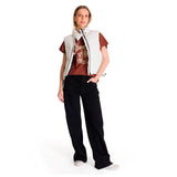 Chaleco Mujer Cropped Puffer Vest Beige Cat