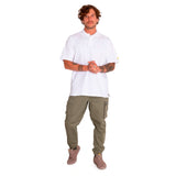 Remera Hombre Cat Logo Pique Polo Blanco Cat