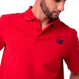 Remera Hombre Cat Logo Pique Polo Rojo Cat