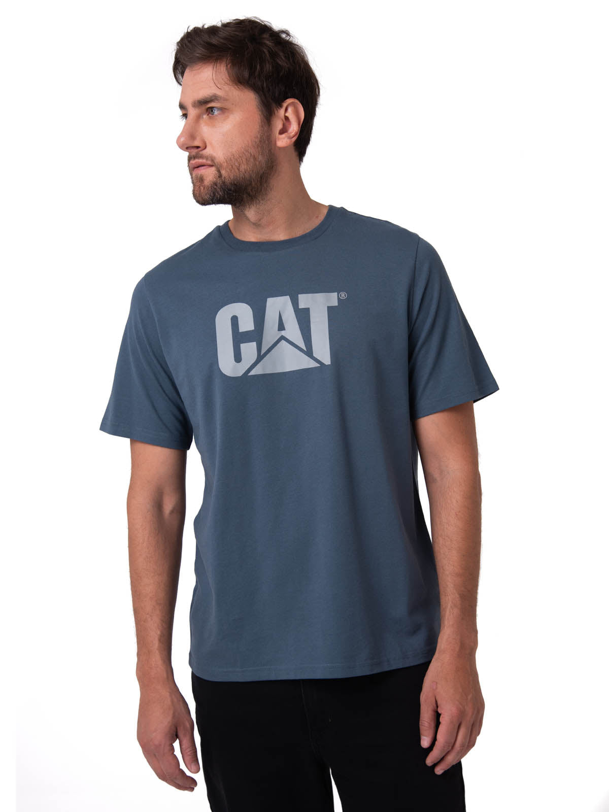 Remera Hombre Cat Logo Tee Azul Cat
