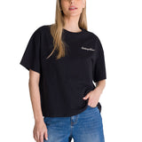 Remera Mujer Boxy Heavyweight Emb Negro Cat