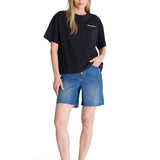 Remera Mujer Boxy Heavyweight Emb Negro Cat