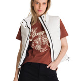 Chaleco Mujer Cropped Puffer Vest Beige Cat
