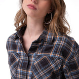 Camisa Mujer Cropped Flannel L/S Negro Cat