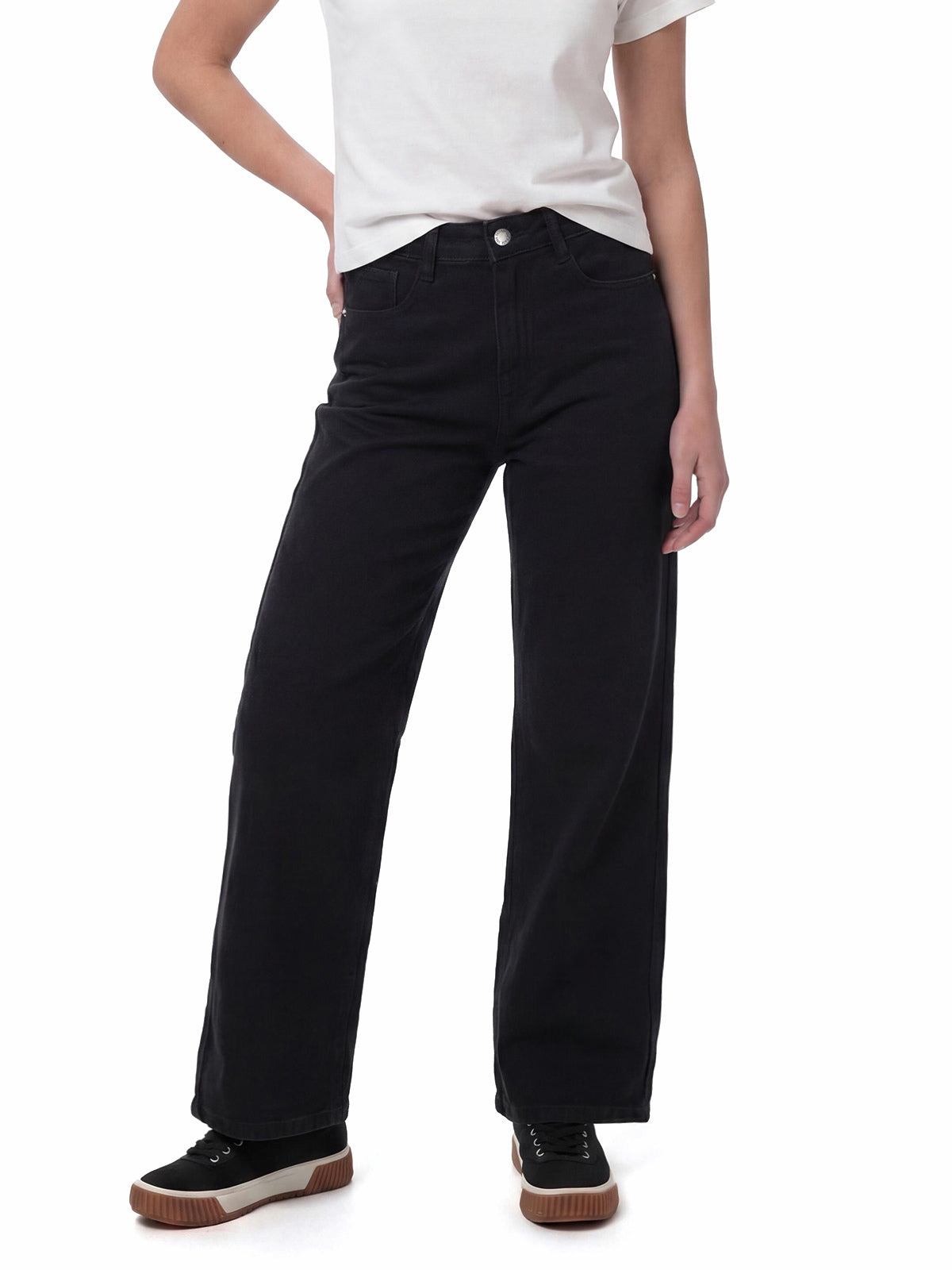 Jeans Mujer Denim Wide Leg Negro Cat