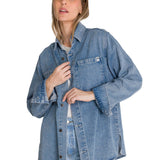 Camisa Mujer Oversized Denim Shir Azul Cat