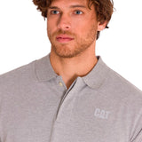 Remera Hombre Cat Logo Pique Polo Gris Cat