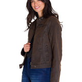Chaqueta Mujer W Waxed Moto Jacket Marron Cat