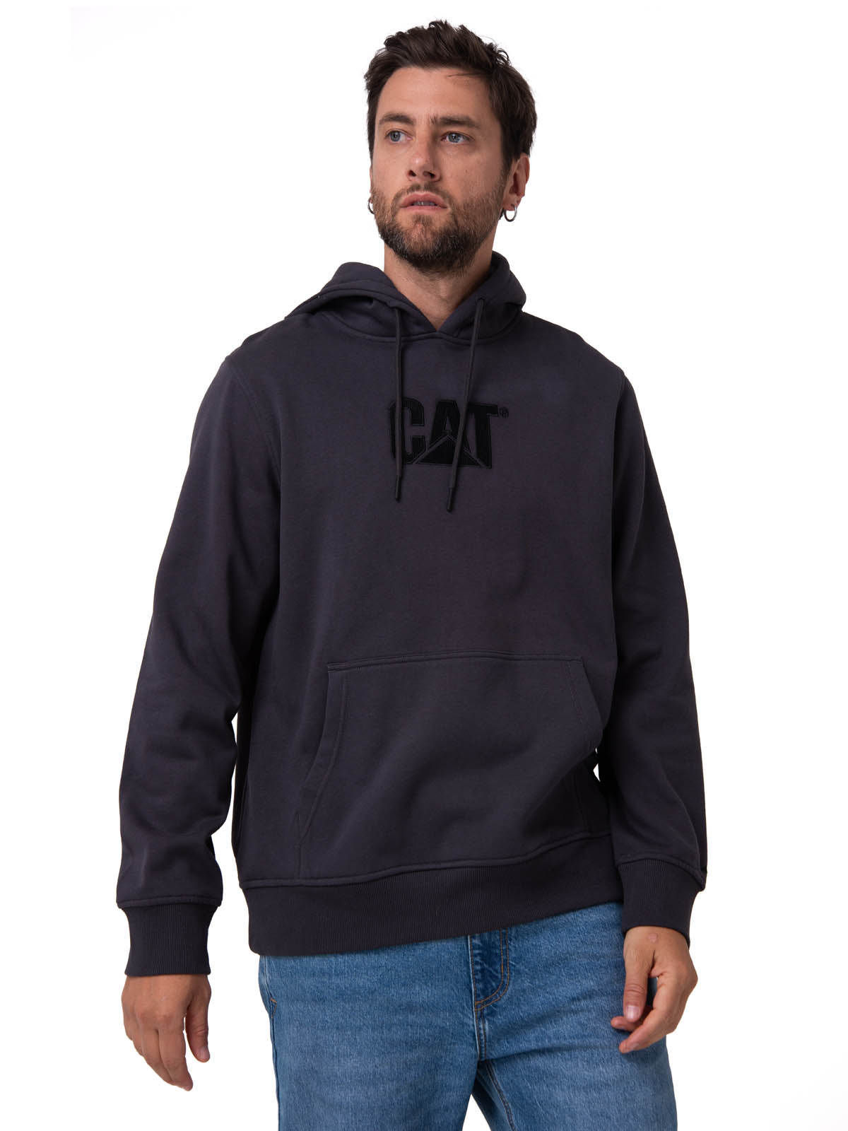 Buzo Hombre Fleece Cat Logo Pull Negro Cat