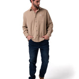 Camisa Hombre Waffle Knit L/S Butt Beige Cat