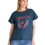 Remera Mujer Relaxed Graphic Tee Azul Cat