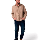Camisa Hombre Waffle Knit L/S Butt Beige Cat