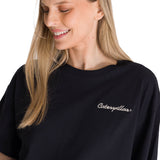 Remera Mujer Boxy Heavyweight Emb Negro Cat