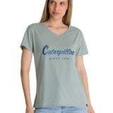 Remera Mujer Caterpillar Metallic Celeste Cat