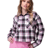 Camisa Mujer Cropped Flannel L/S Rosado Cat
