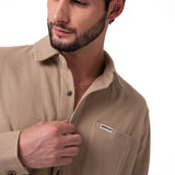 Camisa Hombre Waffle Knit L/S Butt Beige Cat