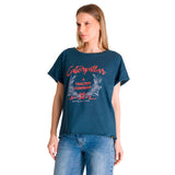 Remera Mujer Relaxed Graphic Tee Azul Cat