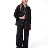 Camisa Mujer Oversized Denim Shir Gris Cat