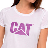 Remera Mujer Cat Logo Scoop Neck Blanco Cat