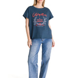 Remera Mujer Relaxed Graphic Tee Azul Cat