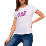 Remera Mujer Cat Logo Scoop Neck Blanco Cat