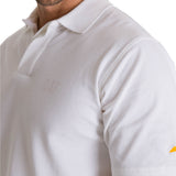 Remera Hombre Cat Logo Pique Polo Blanco Cat