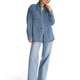 Camisa Mujer Oversized Denim Shir Azul Cat