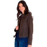 Chaqueta Mujer W Waxed Moto Jacket Marron Cat
