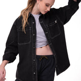 Camisa Mujer Oversized Denim Shir Gris Cat