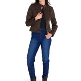 Chaqueta Mujer W Waxed Moto Jacket Marron Cat