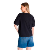 Remera Mujer Boxy Heavyweight Emb Negro Cat