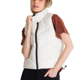 Chaleco Mujer Cropped Puffer Vest Beige Cat