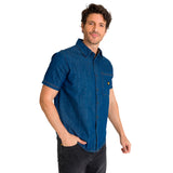 Camisa Hombre Denim S/S Shirt Gris Cat